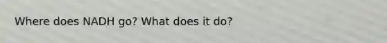 Where does NADH go? What does it do?
