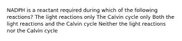 NADPH is a reactant required during which of the following reactions? The light reactions only The Calvin cycle only Both the light reactions and the Calvin cycle Neither the light reactions nor the Calvin cycle