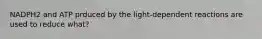 NADPH2 and ATP prduced by the light-dependent reactions are used to reduce what?