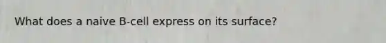 What does a naive B-cell express on its surface?