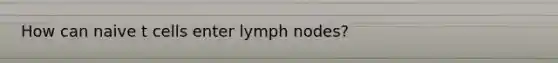 How can naive t cells enter lymph nodes?