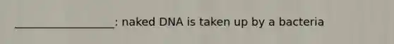 __________________: naked DNA is taken up by a bacteria