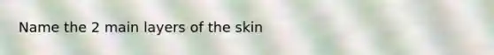 Name the 2 main layers of the skin