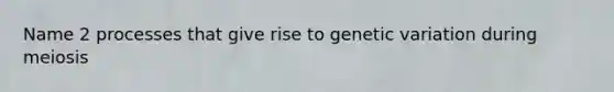 Name 2 processes that give rise to genetic variation during meiosis