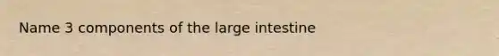 Name 3 components of the large intestine