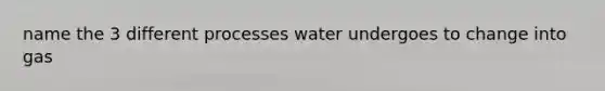 name the 3 different processes water undergoes to change into gas