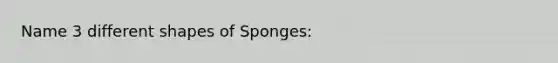 Name 3 different shapes of Sponges: