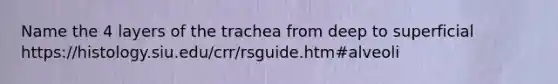 Name the 4 layers of the trachea from deep to superficial https://histology.siu.edu/crr/rsguide.htm#alveoli