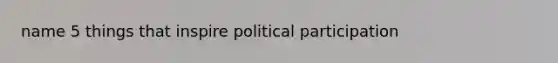 name 5 things that inspire political participation