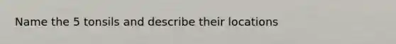 Name the 5 tonsils and describe their locations