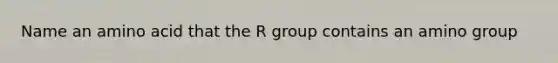 Name an amino acid that the R group contains an amino group