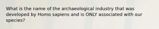 What is the name of the archaeological industry that was developed by Homo sapiens and is ONLY associated with our species?