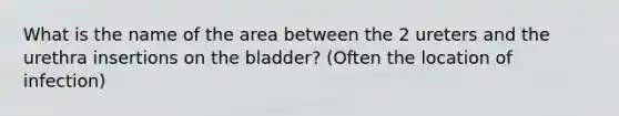 What is the name of the area between the 2 ureters and the urethra insertions on the bladder? (Often the location of infection)