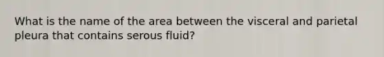 What is the name of the area between the visceral and parietal pleura that contains serous fluid?