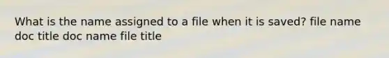 What is the name assigned to a file when it is saved? file name doc title doc name file title