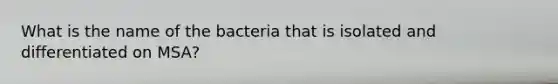 What is the name of the bacteria that is isolated and differentiated on MSA?