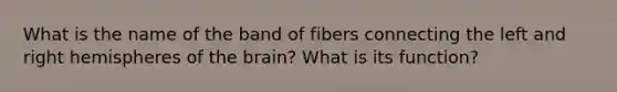 What is the name of the band of fibers connecting the left and right hemispheres of the brain? What is its function?