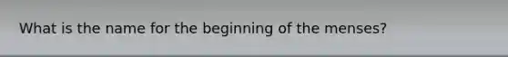 What is the name for the beginning of the menses?