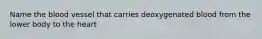 Name the blood vessel that carries deoxygenated blood from the lower body to the heart