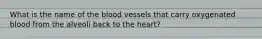 What is the name of the blood vessels that carry oxygenated blood from the alveoli back to the heart?