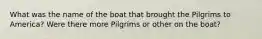 What was the name of the boat that brought the Pilgrims to America? Were there more Pilgrims or other on the boat?