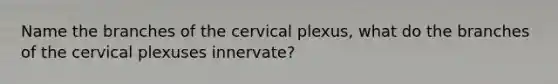 Name the branches of the cervical plexus, what do the branches of the cervical plexuses innervate?