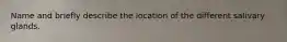 Name and briefly describe the location of the different salivary glands.