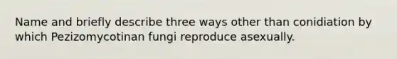 Name and briefly describe three ways other than conidiation by which Pezizomycotinan fungi reproduce asexually.