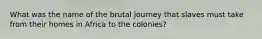 What was the name of the brutal journey that slaves must take from their homes in Africa to the colonies?