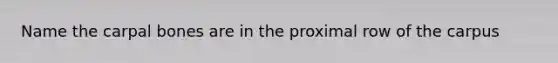 Name the carpal bones are in the proximal row of the carpus