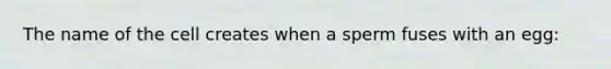 The name of the cell creates when a sperm fuses with an egg: