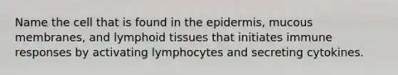 Name the cell that is found in the epidermis, mucous membranes, and lymphoid tissues that initiates immune responses by activating lymphocytes and secreting cytokines.