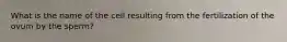 What is the name of the cell resulting from the fertilization of the ovum by the sperm?