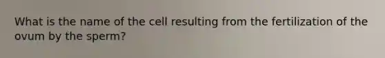 What is the name of the cell resulting from the fertilization of the ovum by the sperm?