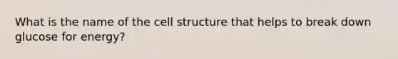 What is the name of the cell structure that helps to break down glucose for energy?