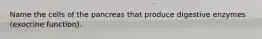 Name the cells of the pancreas that produce digestive enzymes (exocrine function).