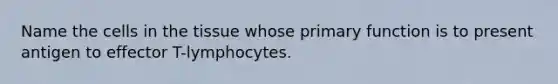 Name the cells in the tissue whose primary function is to present antigen to effector T-lymphocytes.