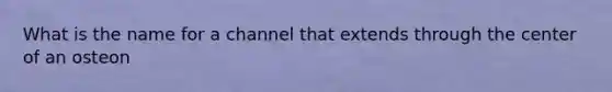 What is the name for a channel that extends through the center of an osteon