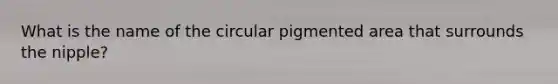 What is the name of the circular pigmented area that surrounds the nipple?