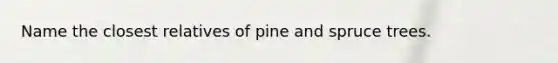 Name the closest relatives of pine and spruce trees.