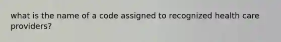 what is the name of a code assigned to recognized health care providers?