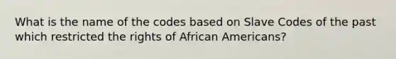 What is the name of the codes based on Slave Codes of the past which restricted the rights of African Americans?