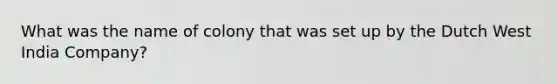 What was the name of colony that was set up by the Dutch West India Company?