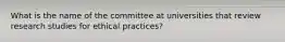 What is the name of the committee at universities that review research studies for ethical practices?