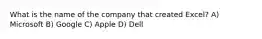 What is the name of the company that created Excel? A) Microsoft B) Google C) Apple D) Dell