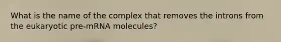 What is the name of the complex that removes the introns from the eukaryotic pre-mRNA molecules?