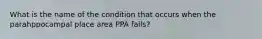 What is the name of the condition that occurs when the parahppocampal place area PPA fails?