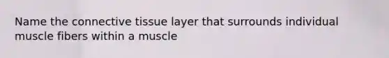 Name the connective tissue layer that surrounds individual muscle fibers within a muscle