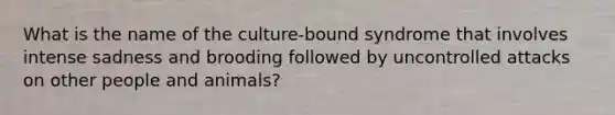 What is the name of the culture-bound syndrome that involves intense sadness and brooding followed by uncontrolled attacks on other people and animals?