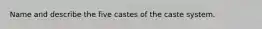 Name and describe the five castes of the caste system.